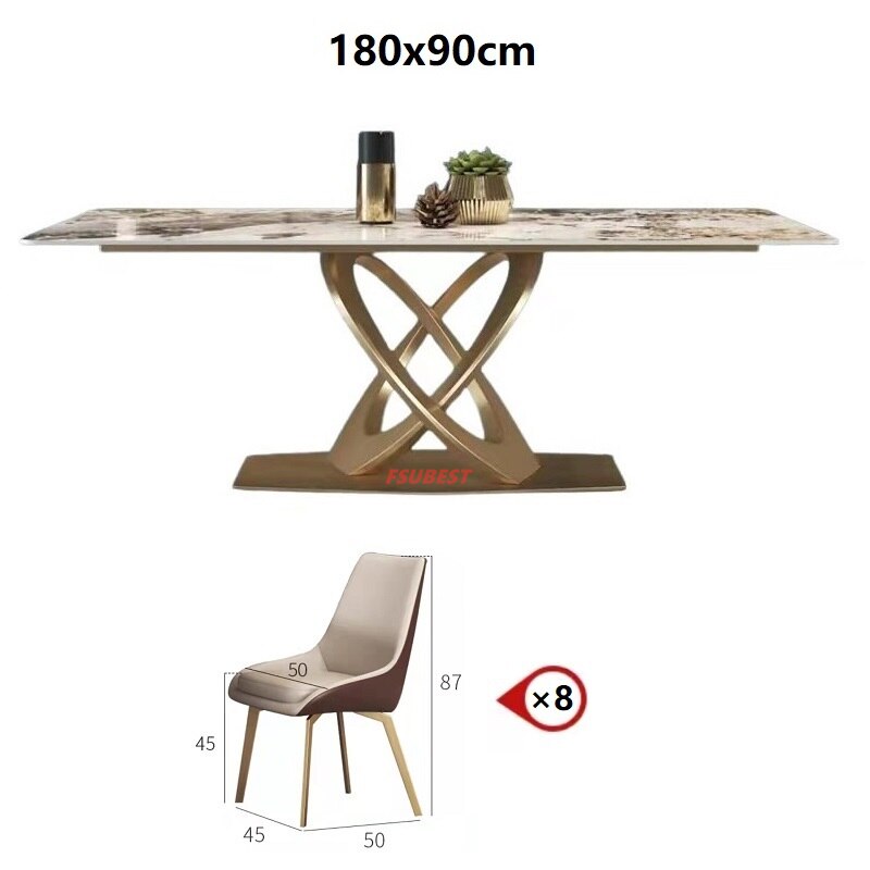 Dining Tables Sets New Rock Plate Slate Contemporary Gold Luxury Esstisch Set