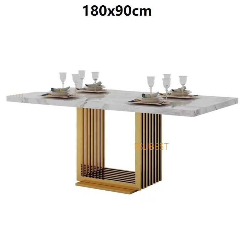 Ensembles de tables à manger Tables nordiques en marbre blanc Tables à base dorée en acier inoxydable Accueil Esstisch-Sets