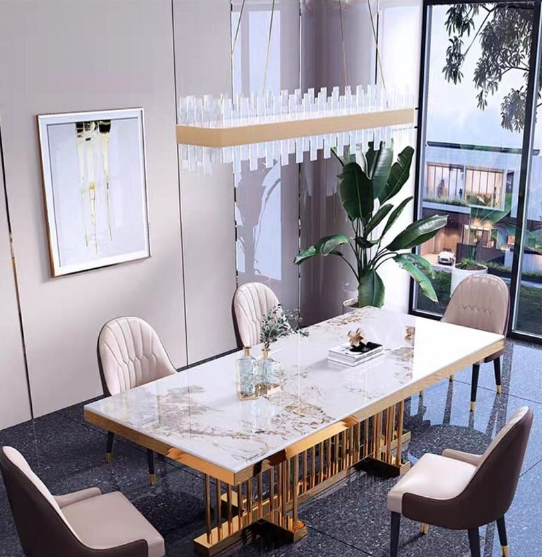 Dining Table Set Luxury Esstisch-Sets Marble Golden Frame Tables Sets