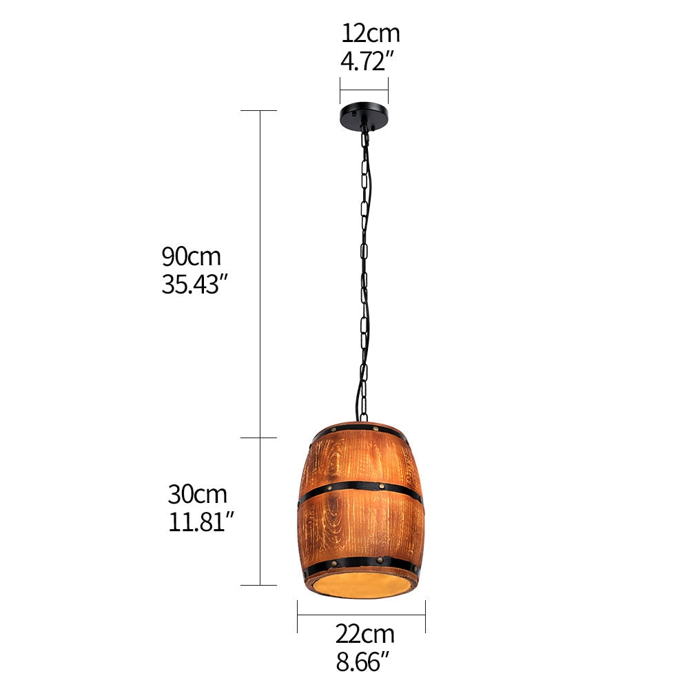 Pendant Lights American Country Natural Wood Wine Barrel E27 Pendant Lights