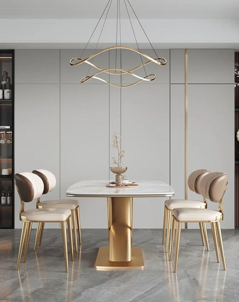 Dining Room Chairs Golden Metal Color Esszimmerstühle Modern Leather Chair