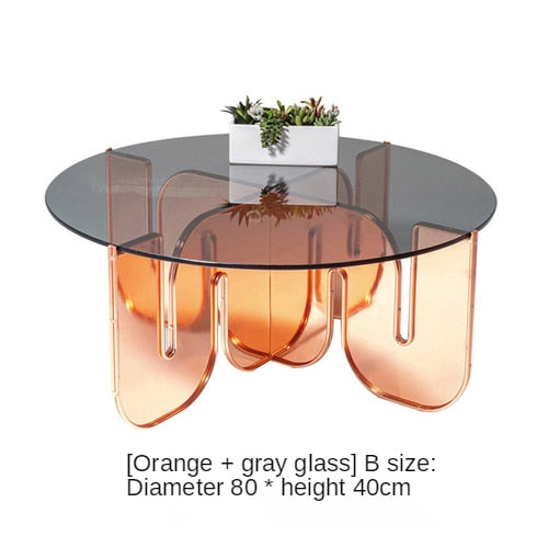 Mesa de centro creativa iridiscente acrílico lujo Tisch Ghost Glass Couchtisch mesas redondas