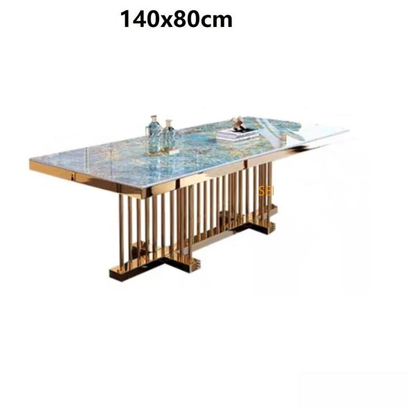 Dining Tables Sets Modern Luxury Marble Esstisch-Set Stainless Steel Gold Plating Base Table Set