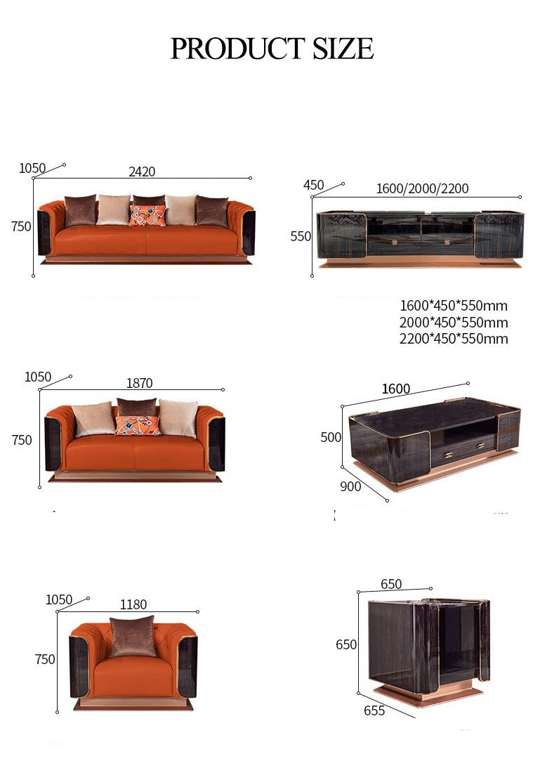 Sofa Italian Light First Layer Cowhide Sofa combination Living Room Villa High-End Leather Sofas
