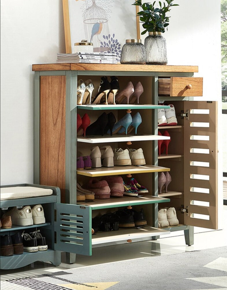 Shoe Cabinets American Solid Wood Door Porch Cabinet Drawer Locker Tipping Bucket Retro Schuhschränke