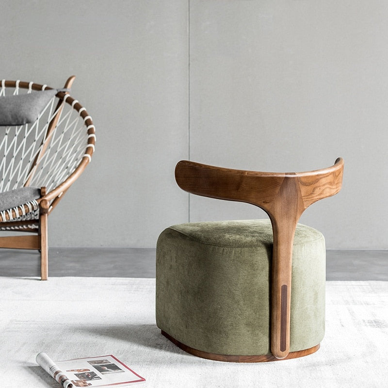 Silla de club de diseño moderno nórdico, respaldo creativo de madera maciza, sillas de club de ocio