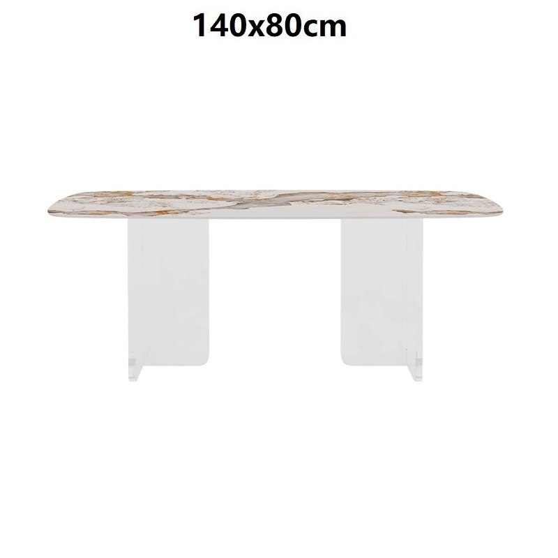 Dining Tables Sets Luxury Rock Slab Esstisch-Set Stainless Steel Golden Frame Faux Marble Top Tabels