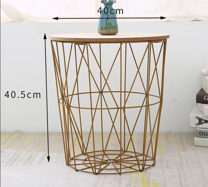 Coffee Table Retro Small Tisch Simple Home Multifunctional Couchtisch Storage Basket Tables