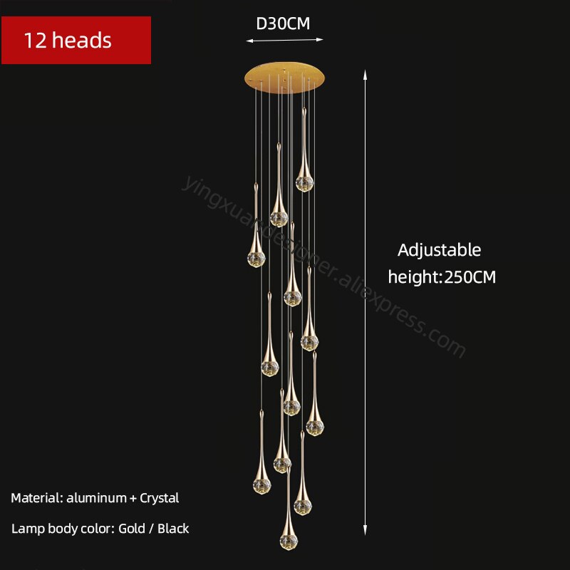 Chandelier Crystal Living Room Ceiling Lamp  Apartment Staircase Chandeliers
