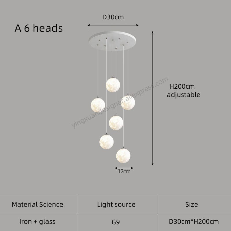 Lámpara de araña de gran altura para apartamento, sala de estar, lámpara colgante, bola de cristal, lustre