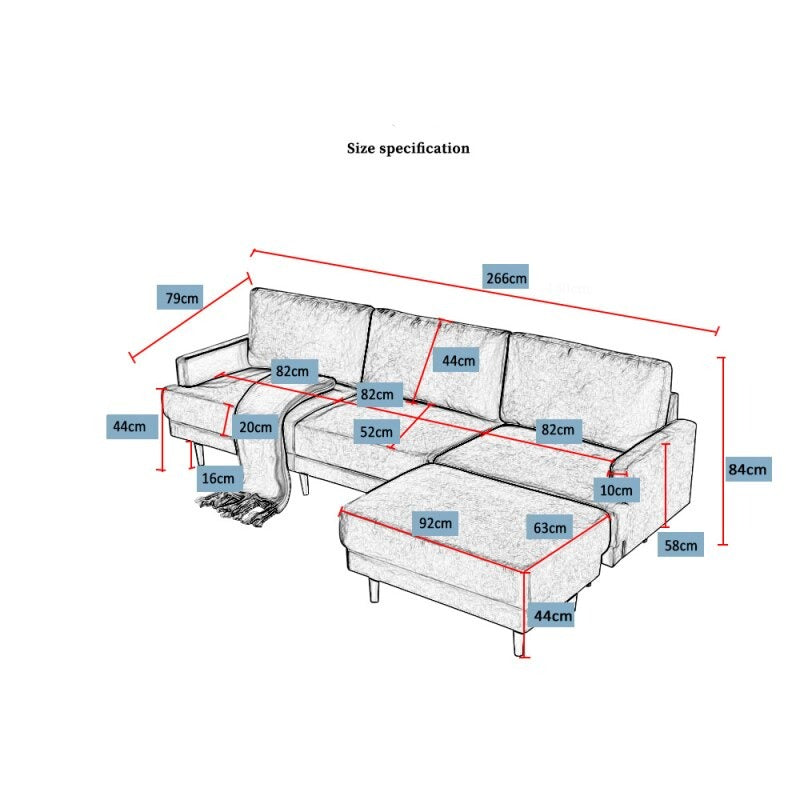 Sofa L Shaped Sectional Sofa With Padded Fabric Lounge Sofas