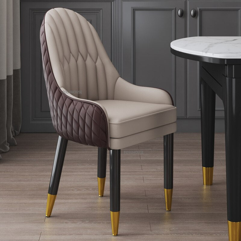 Dining Chairs Modern Leather Stühle Home Light Luxury Solid Wood Esszimmerstühle Chair