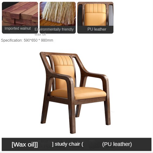 Armchair Solid Wood Walnut Leisure Sessel Office Chairs 