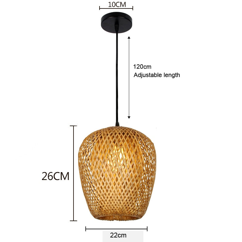 Pendant Light Bamboo Lamp Hand Knitted Weaving Hanging Wood Pendant Lights