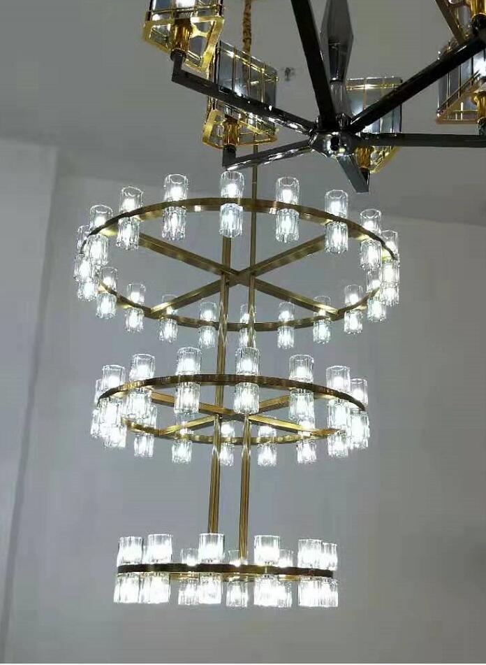 Lámpara colgante americana G4 Led lámpara lustre K9 cristal dorado redondo Metal Led luces colgantes