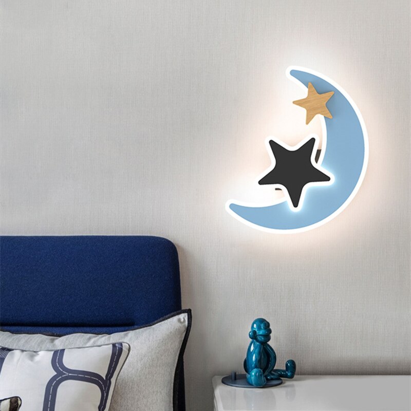 Lámparas de pared Iluminación de la habitación de los niños Decoración creativa Luces de pared de estrella y luna