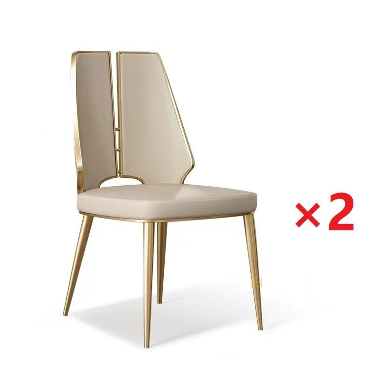 Dining Chairs Sets Luxury Gold Stühle Frame Faux Leather Round Esszimmerstühle Set
