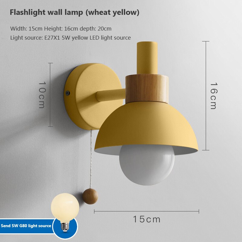 Wall Lamp Switch Modern Wood Sconce Lights Nordic LED Lamps