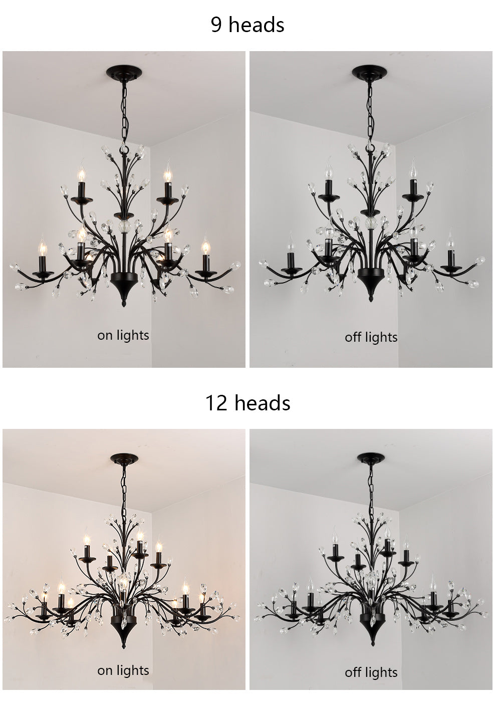 Chandelier Rustic Iron Crystal Pendant Lamp Chandeliers