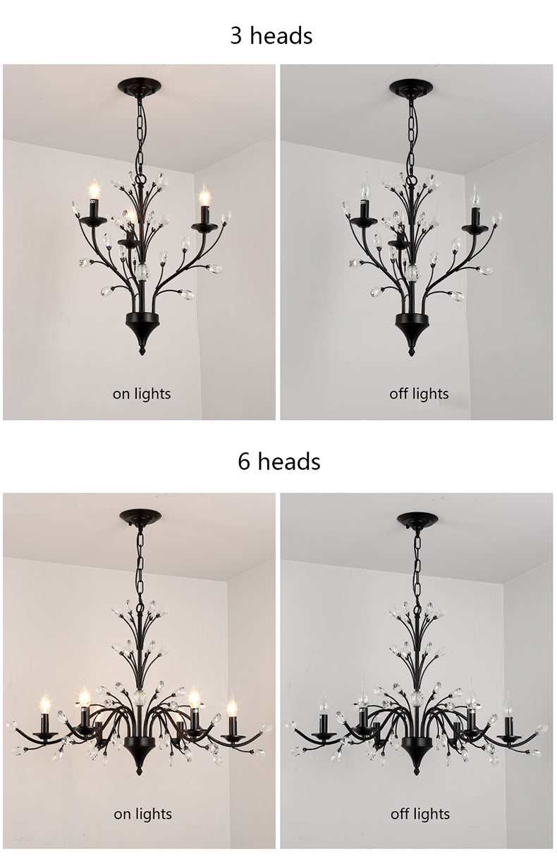 Chandelier Rustic Iron Crystal Pendant Lamp Chandeliers