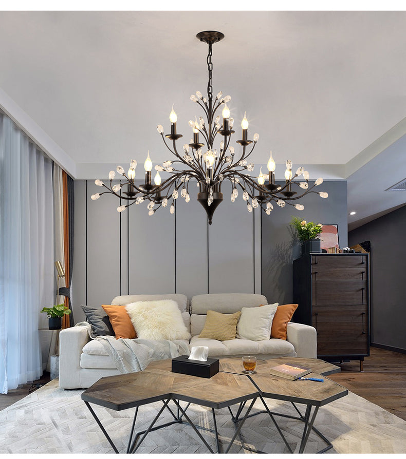 Chandelier Rustic Iron Crystal Pendant Lamp Chandeliers