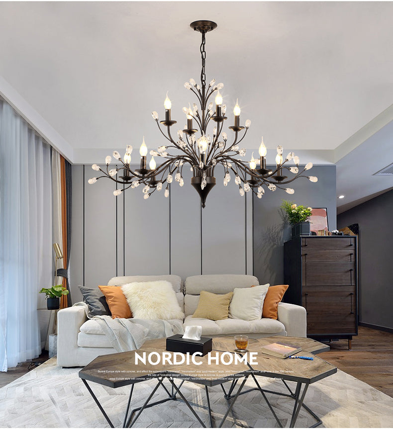 Chandelier Rustic Iron Crystal Pendant Lamp Chandeliers