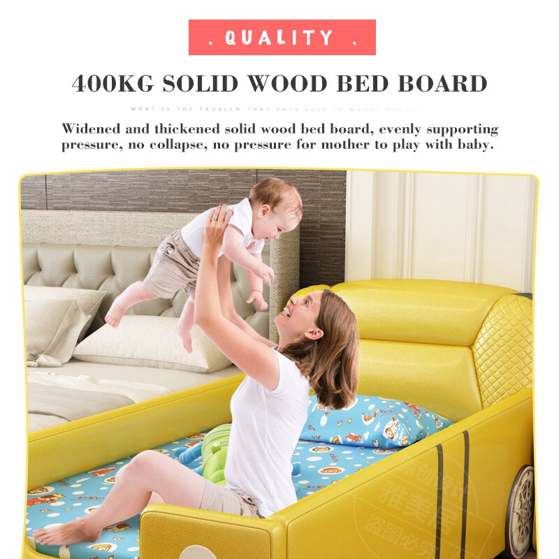 Kids Bed Car for Baby Wooden No Paint Bumpers Fence Cot Rail Anti-fall Soft Pack Guardrail Child Safe