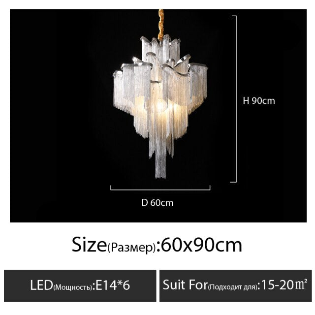 Chandelier LED Post-Modern Tassel//Duplex Building Loft Italian Superior Light 