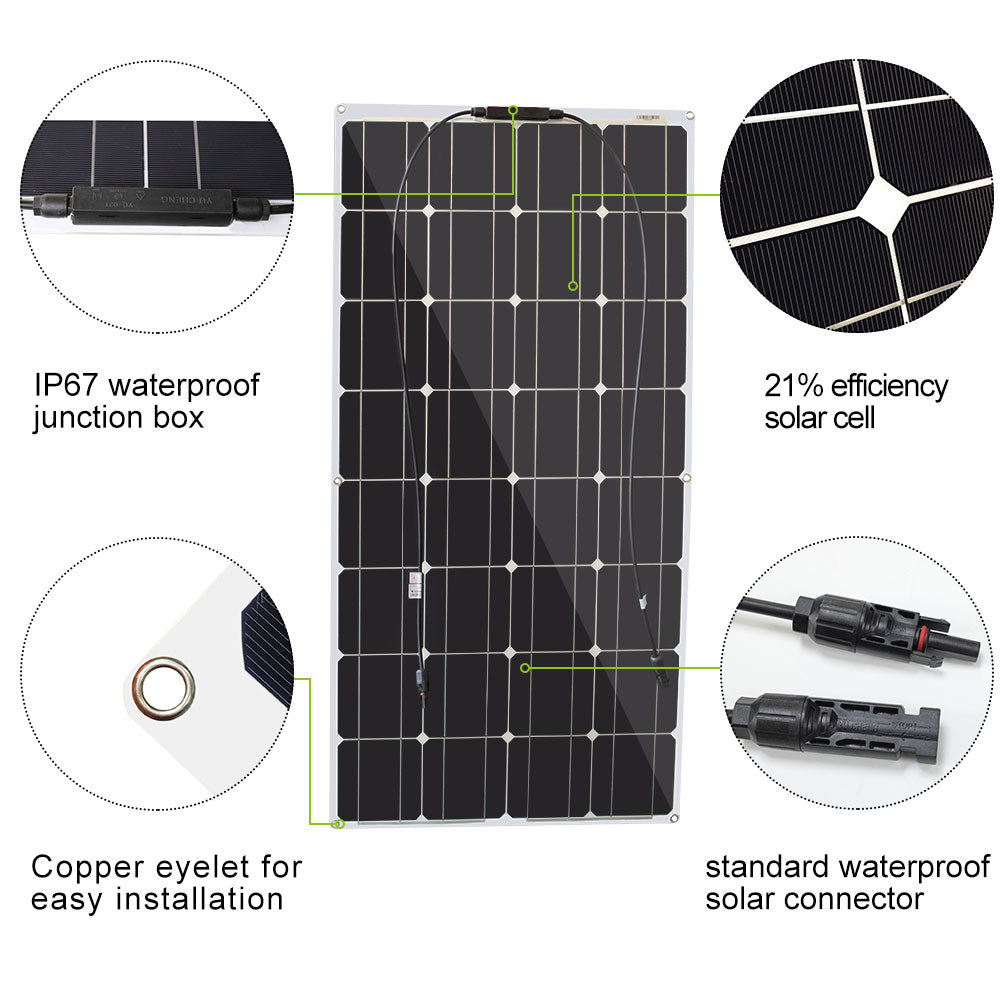 Panneau solaire 400W, chargeur de batterie Flexible et étanche pour caravane, RV, maison, panneau solaire 12V, Camping 100W 200W 300W