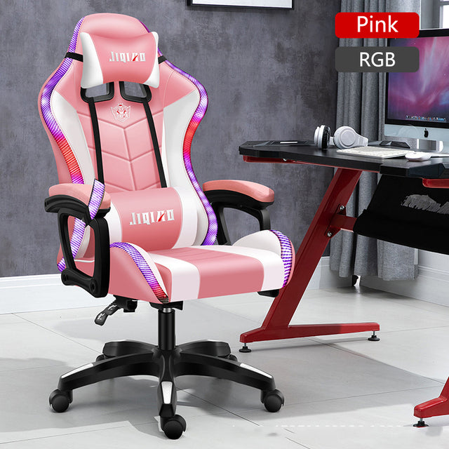 Sillas para videojuegos WCG, silla ergonómica de cuero con masaje, silla ligera para ordenador RGB